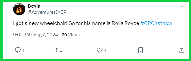 Devin celebrates getting his new wheelchair!